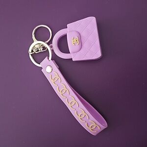Purple Double CC Boutique Novelty Keychain/Wristlet